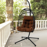 Tangkula Patio Egg Chair with Stand, Hanging Egg Swing Chair with Waterproof Cover, Removable Pillow