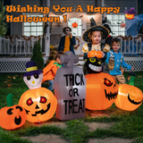 Tangkula 8 FT Halloween Inflatable Pumpkin Patch with Tombstone & Black Cat