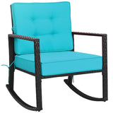 Tangkula Wicker Rocking Chair, Outdoor Glider Rattan Rocker Chair with Heavy-Duty Steel Frame