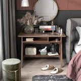 Tangkula Mid Century Writing Desk with Storage Cubes & Hidden Compartment