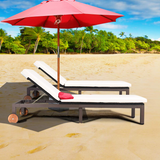 Tangkula Patio Chaise Lounge Chair, Outdoor Rattan Lounger Recliner Chair with Wheels