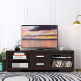Tangkula Modern TV Stand, Wood Universal Stand for TV's up to 65" Flat Screen(Brown)