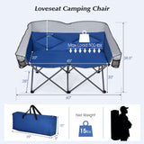 Tangkula Loveseat Camping Chair, Folding Camp Chair with Padded Seat