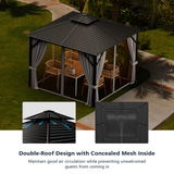 Tangkula 10x10 Ft Hardtop Gazebo, Double-Top Outdoor Gazebo with Galvanized Steel Roof