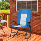Folding Rocking Chair, Rocking Chair with Padded Seat High Back & Armrest, Support 350 lbs
