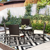 4 Pieces Patio Rattan Dining Chairs, Outdoor Stackable Wicker Chairs with Comfortable Cushions and Armrests