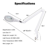 Magnifier Glass Desk Lamp with a Small 12D Lens, 5"Diameter Glass Lens