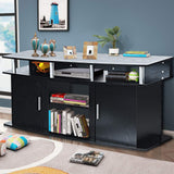 Modern TV Stand for TVs up to 70 Inches, Living Room Console Table w/2 Cabinets & Open Shelves