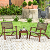 Tangkula 3 PCS Patio Conversation Set (Brown)