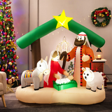 Tangkula 6.7 FT Christmas Inflatable Nativity Scene with LED Lights & Built-in Air Blower