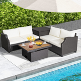 Tangkula 7 Pieces Outdoor Hand-Woven PE Wicker Furniture Set