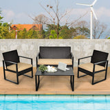 4-Piece Patio Rattan Furniture Set, Outdoor Conversation Set