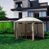 Tangkula 11.5x11.5 ft Round Patio Gazebo, 2-Tier Dome Gazebo with Removable Side Curtains