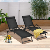 Tangkula Outdoor Patio Chaise Lounge Chairs, Reclining Lounge Chairs with 5-Position Adjustable Backrest & Breathable Fabric