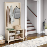 Tangkula Hall Tree, Entryway Wooden Hall Tree with Storage Bench, Entryway Storage Organizer