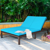 Tangkula 2-Person Patio Lounge Chair, Outdoor Rattan Double Wicker Daybed Chaise Lounge Chair