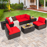 Tangkula 8 Piece Outdoor Wicker Sofa Set, Patio Rattan Conversation Set