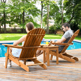 3 Pieces Adirondack Chair Set, Outdoor Wood Furniture Set with 2 Folding Lounge Chairs & Side Table