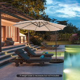 Tangkula 10 ft Cantilever Umbrella w/32 Solar-Powered LED Lights, Functional Tilting System & Hand-Crank Mechanism