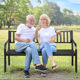 Tangkula Outdoor Garden Bench with Pullout Middle Table