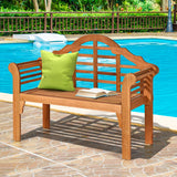 Tangkula Outdoor Eucalyptus Wood Folding Bench for Garden, Patio, Porch, Poolside, Balcony, Teak (Natural)