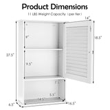 Tangkula Medicine Cabinet, Wall Mounted Bathroom Cabinet Single Door Wooden Bathroom Wall Cabinet with Adjustable Shelf