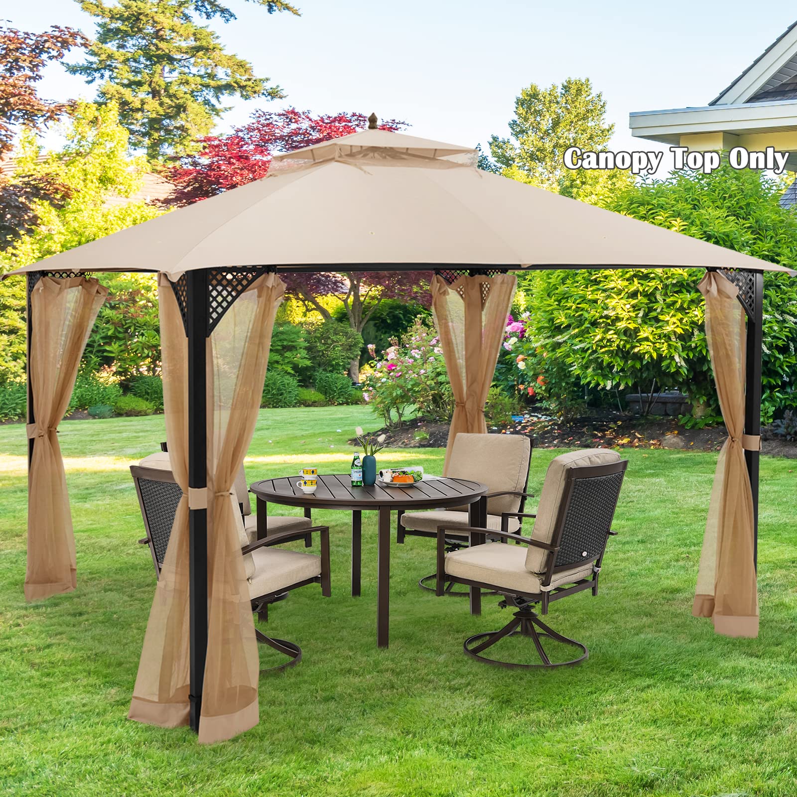 10x12 Ft Gazebo Replacement Canopy Top - Tangkula