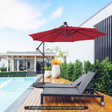 Tangkula 10 ft Cantilever Umbrella w/32 Solar-Powered LED Lights, Functional Tilting System & Hand-Crank Mechanism