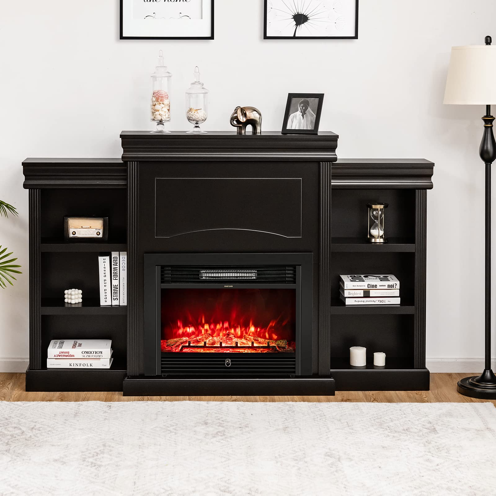  70 Inches Mantel Fireplace, 28.5-Inch Electric Fireplace - Tangkula