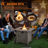 Tangkula 28 Inches Propane Fire Pit, Patiojoy 40,000 BTU Gas Fire Pit Table with Lid