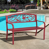 Outdoor Garden Bench Park Bench, Patio Red Bird Bench Loveseat W/Backrest & Armrests