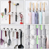 Wall Mount Mop Broom Holder, Hanging Broom Organizer w/ 5 Slots & 6 Hooks