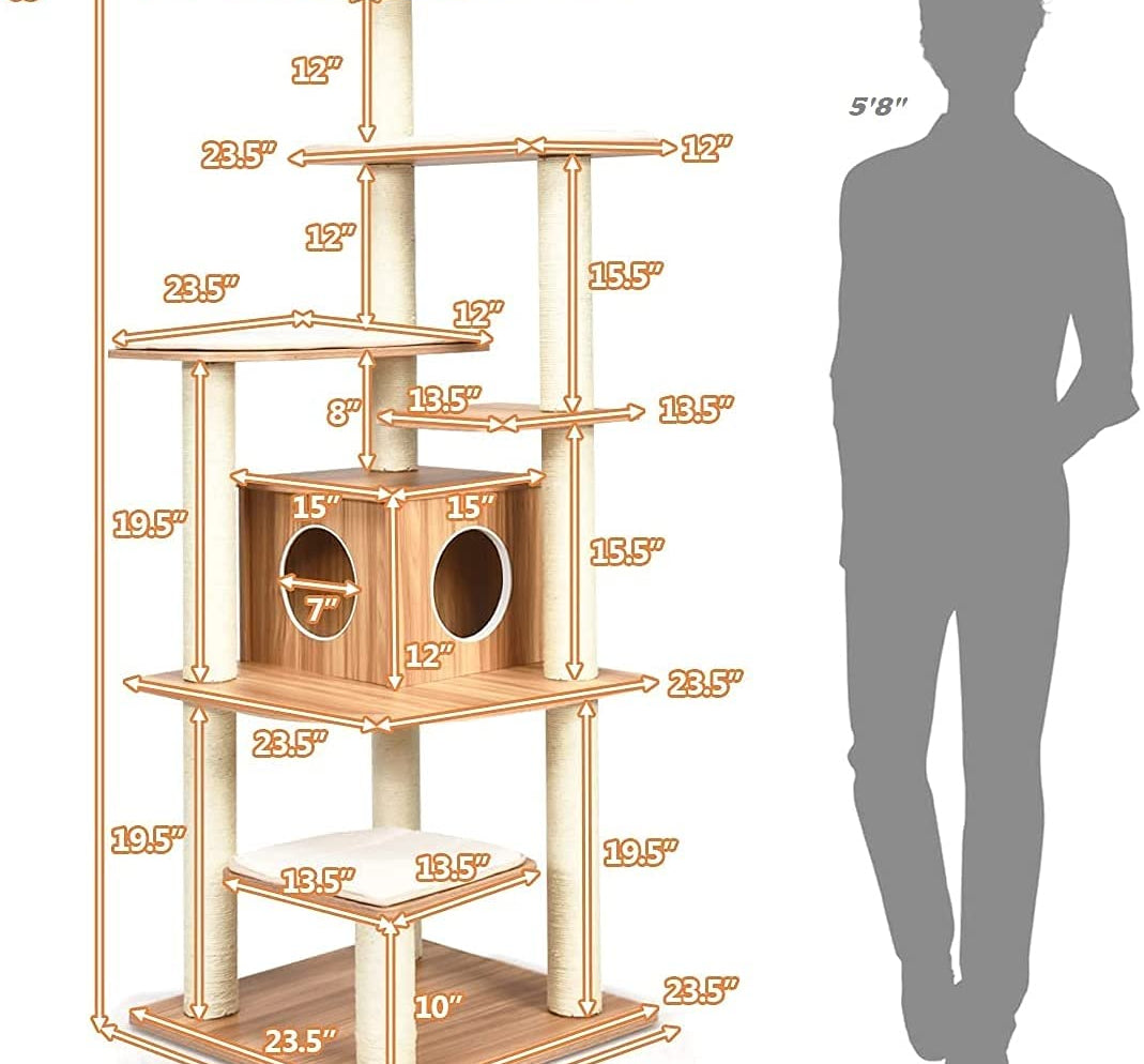 Tangkula Modern Wood Cat Tree