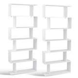 6 Shelf Bookcase, Modern S-Shaped Z-Shelf Style Bookshelf