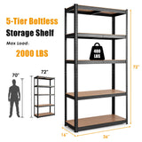 Tangkula Metal Storage Shelves, Heavy Duty Steel 5 Tier, Garage Organization Storage Rack, 36"Lx16''Wx72"H