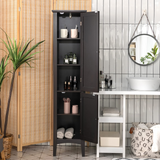 Tangkula Tall Bathroom Storage Cabinet, 5-Tier Wooden Freestanding Tower Cabinet Floor Organizer