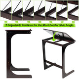Bamboo TV Tray Sofa Side Table, 7 Angles Adjustable Couch Table