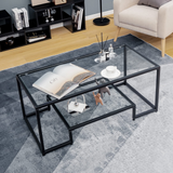 Tangkula Tempered Glass Coffee Table, 42 Inch Wide Rectangular Coffee Table