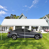 10 x 20 Feet Carport, Waterproof Car Canopy with 6 Steel Legs, Ball Bungees & Wind Rope