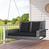 Tangkula 2 Person Wicker Hanging Porch Swing