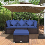 Tangkula Patio Rattan Sofa Set, Outdoor Wicker Sectional Furniture Set