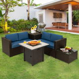 Tangkula 5-Piece Patio Furniture Set with 30 Inches Gas Fire Pit Table