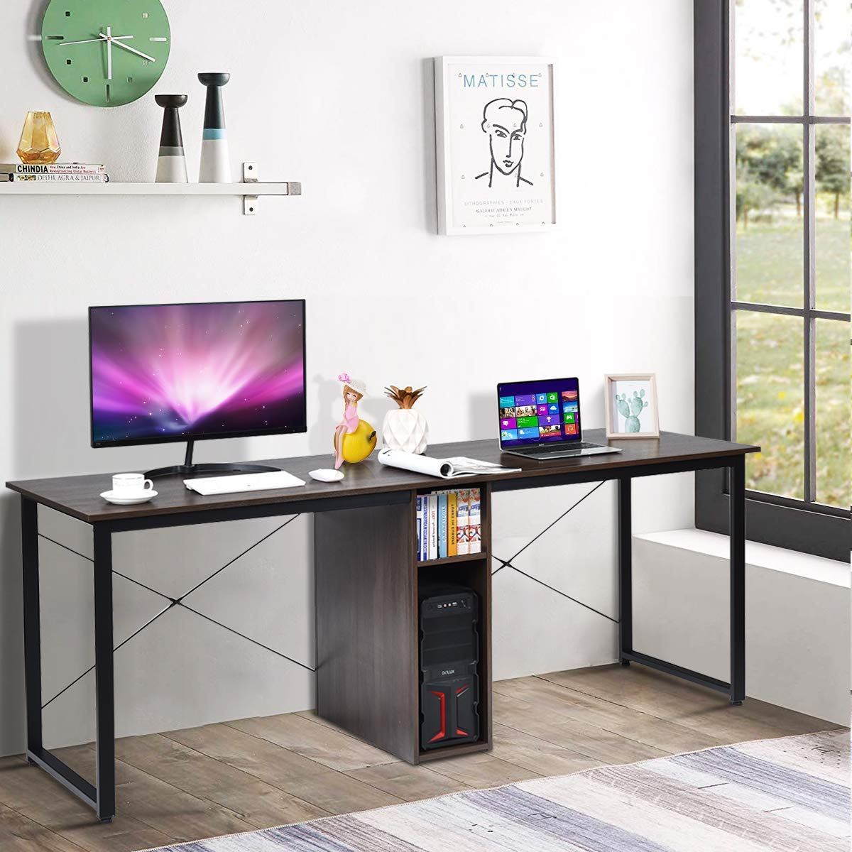 2-Person Desk Double Computer Desk - Tangkula