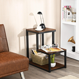 Tangkula 3-Tier Sofa Side Table, Nightstand with Storage Shelf