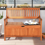 Tangkula Wooden Outdoor Storage Bench Large Deck Box (Natural)