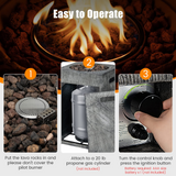 Tangkula 16 Inch Patio Propane Fire Pit, Patiojoy Electronic Ignition Square Gas Fire Pit with Protective Cover