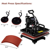 Tangkula 6 in 1 Heat Press Machine, 12x15 Inch Multifunctional Digital Transfer Sublimation Swing-Away