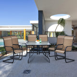 7 Pieces Patio Dining Set, Outdoor Furniture Set with 6 C Spring Motion Chairs and 1 Dining Table