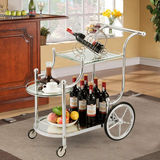 Metal Serving Cart with Tempered Glass - Tangkula