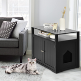 Tangkula Cat Litter Box Enclosure, Hidden Cat Washroom with Adjustable Interior Divider